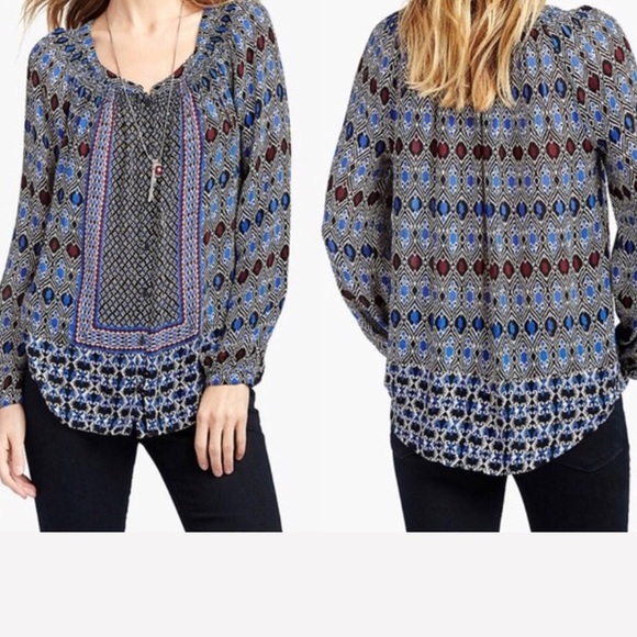Lucky Brand | Gypsy Ikat Top | Size L - Picture 2 of 8